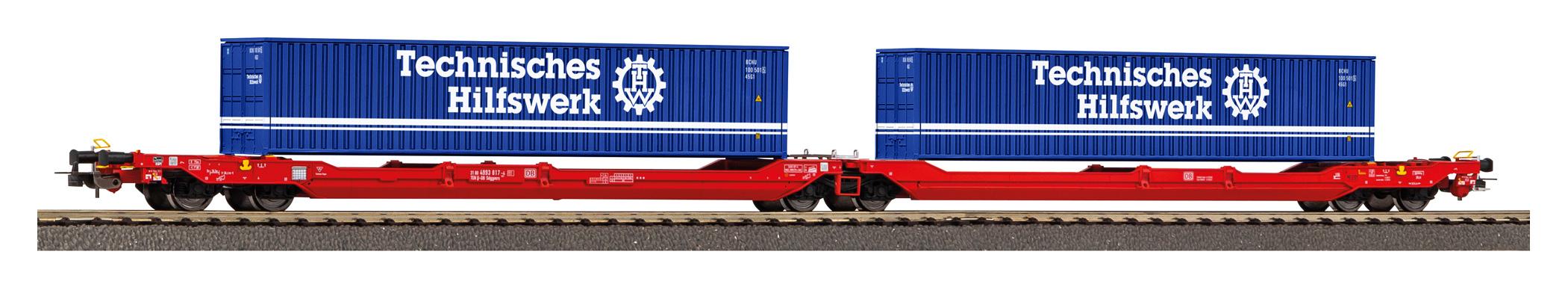 72238 – Wagon de poche DB AG T3000e chargé de 2 conteneurs THW 40′